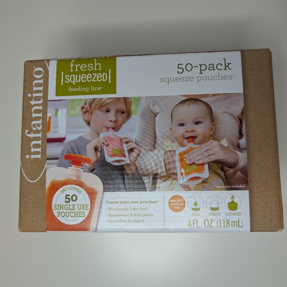 Infantino Fresh Squeezed Feeding Line 50-Pack Squeeze Pouches - Picture 1 of 6